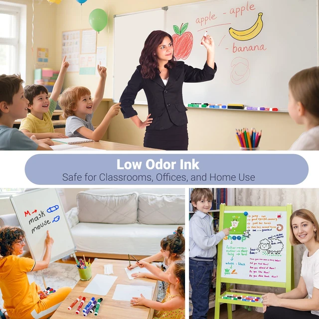 Alt view image 4 of 7 - Dry-Erase Markers - 36 Counts, Chisel Tip Whiteboard Markers for Office/School Supplies, Low Odor (Multicolor - 9 Colors)