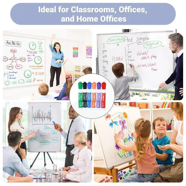 Alt view image 7 of 7 - Dry-Erase Markers - 36 Counts, Chisel Tip Whiteboard Markers for Office/School Supplies, Low Odor, 6 Assorted Colors