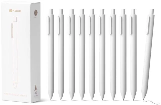 Main image of PURE White Gel Pens 0.7mm Black Ink 10 Count Quick Dry Smooth Writing Aesthetic School Office Supplies Retractable Pens Low Center of Gravity