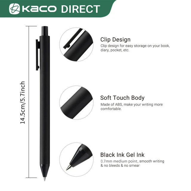 Alt view image 3 of 7 - PURE Gel Pens Black Ink 0.7mm Medium Point 10 Pieces Set Quick Drying Aesthetic School Office Supplies Retractable Pens Low Center of Gravity