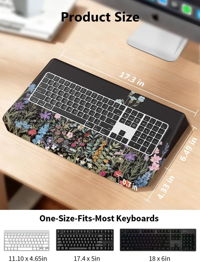 Alt view image 4 of 7 - 2-in-1 Ergonomic Keyboard Stand with Wrist Rest, Flower Comfy Keyboard Riser Holder with Massage Design, Non-Slip Base, Pain Relief for Typing