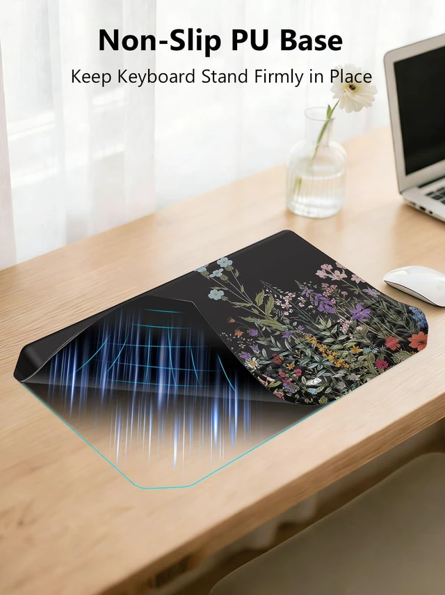 Alt view image 5 of 7 - 2-in-1 Ergonomic Keyboard Stand with Wrist Rest, Flower Comfy Keyboard Riser Holder with Massage Design, Non-Slip Base, Pain Relief for Typing