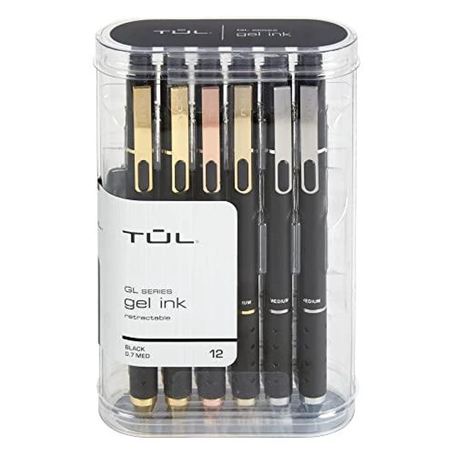 Alt view image 5 of 7 - ® GL Series Retractable Gel Pens, Medium Point, 0.7 mm, Black Barrel, Black Ink, Pack Of 12 Pens