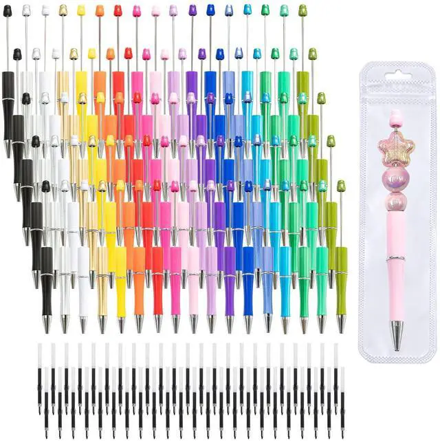 Main image of 420 Pieces DIY Beadable Pen Bulk Kit 140 PCS Ballpoint Pen with Refills & Bags Perfect for Beads Pens Supplies, Beaded Pens for DIY Crafting Office Supplies & Teacher Accessories (Colorful)