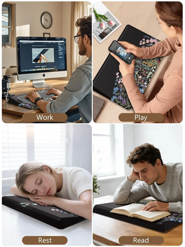 Alt view image 7 of 7 - 2-in-1 Ergonomic Keyboard Stand with Wrist Rest, Flower Comfy Keyboard Riser Holder with Massage Design, Non-Slip Base, Pain Relief for Typing
