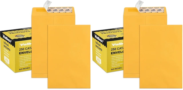 Main image of 6x9 Self Seal Catalog Security Envelopes 250 Count Small Brown Kraft Envelopes for Mailing, Storage and Organizing (Pack of 2)