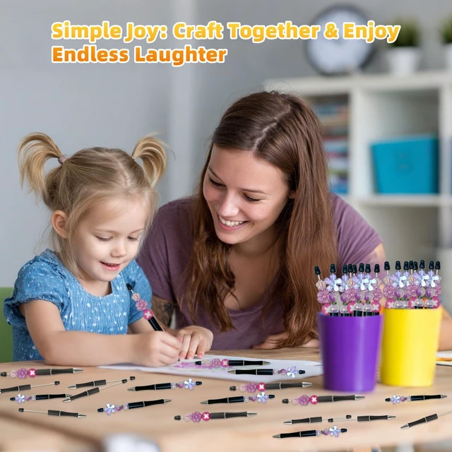 Alt view image 4 of 7 - 420 Pieces DIY Beadable Pen Bulk Kit 140 PCS Ballpoint Pen with Refills & Bags Perfect for Beads Pens Supplies, Beaded Pens for DIY Crafting Office Supplies & Teacher Accessories (Black)