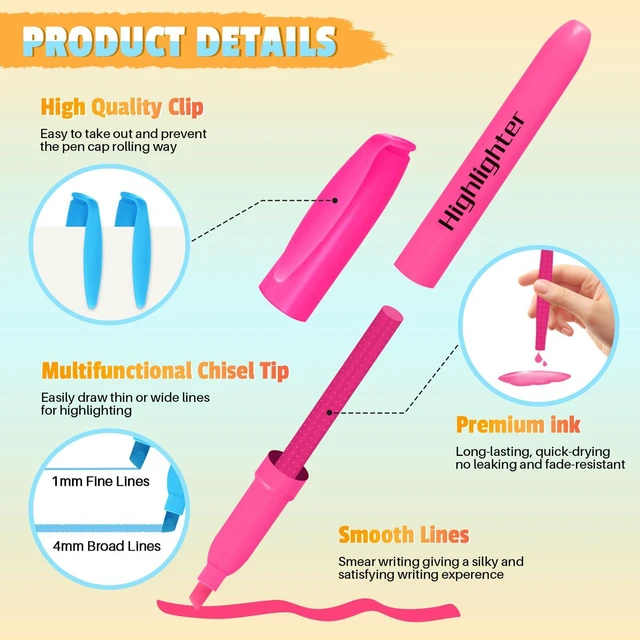 Alt view image 3 of 7 - 120 Pack Highlighters in 6 Assorted Colors, Chisel Tip Dry-Quickly Highlighters Bulk, No Bleed Highlighter Markers for Kids Adults, Classroom Teachers Must Haves, School Office Supplies