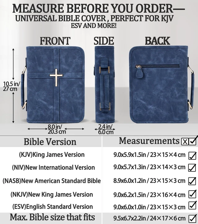 Alt view image 2 of 7 - Vegan Leather Bible Cover Case, Bible Bag with Phone Pocket, Bible Case for Men Women, Christian Gift Box Packaging (Indigo)