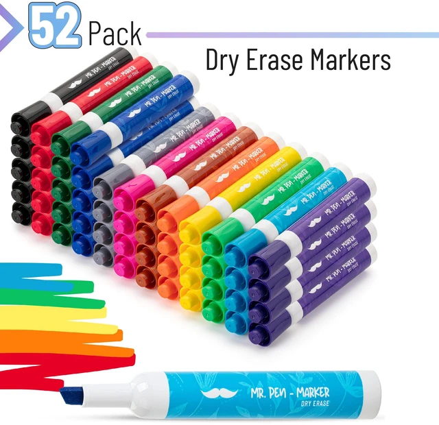 Alt view image 2 of 7 - Dry Erase Markers, 52 Pack, Assorted Colors, Low Odor Ink Chisel Tip, Bulk White Board Markers Dry Erase, Ideal for Classroom, Back to School Supplies, Teachers, Office