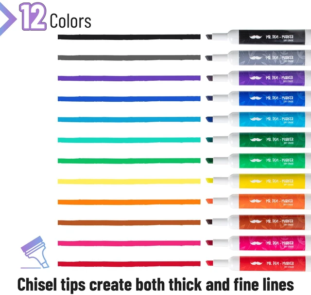 Alt view image 3 of 7 - Dry Erase Markers, 52 Pack, Assorted Colors, Low Odor Ink Chisel Tip, Bulk White Board Markers Dry Erase, Ideal for Classroom, Back to School Supplies, Teachers, Office