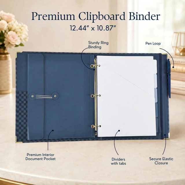 Alt view image 5 of 7 - Aesthetic Clipboard Binder with Dividers - 3 Ring Organizer for Work Sturdy Document Organizer, Clipboard Folder and Planner Folio for Streamlined School Projects, Notes and Office Productivity