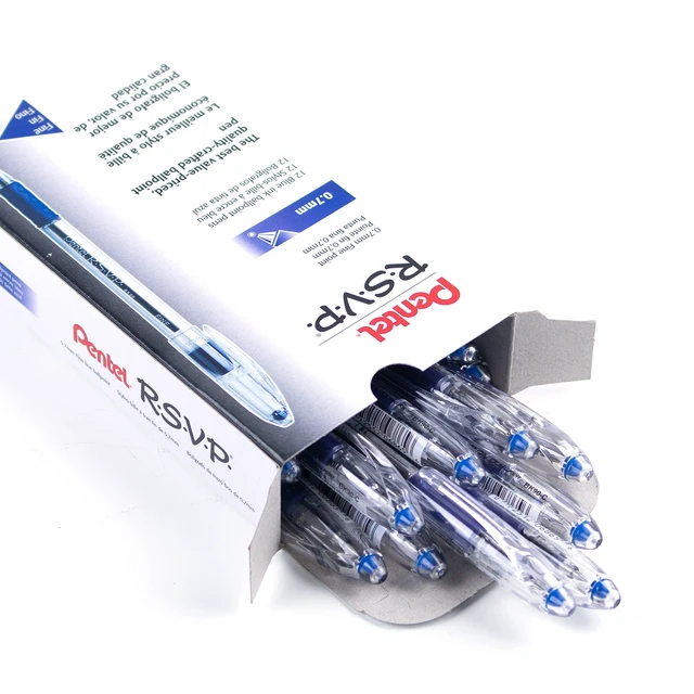 Alt view image 5 of 7 - RSVP Ballpoint Pen, (0.7mm) Fine Line, Blue Ink, Box of 12 (BK90-C)