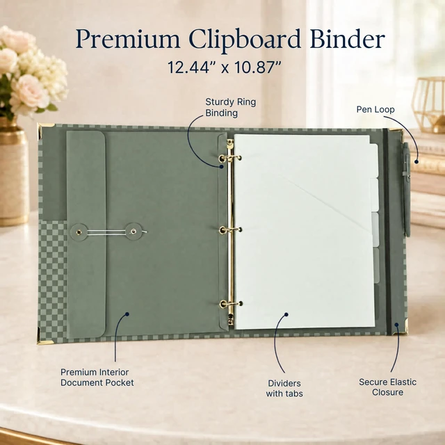 Alt view image 5 of 7 - Aesthetic Clipboard Binder with Dividers - 3 Ring Organizer for Work Sturdy Document Organizer, Clipboard Folder and Planner Folio for Streamlined School Projects, Notes and Office Productivity