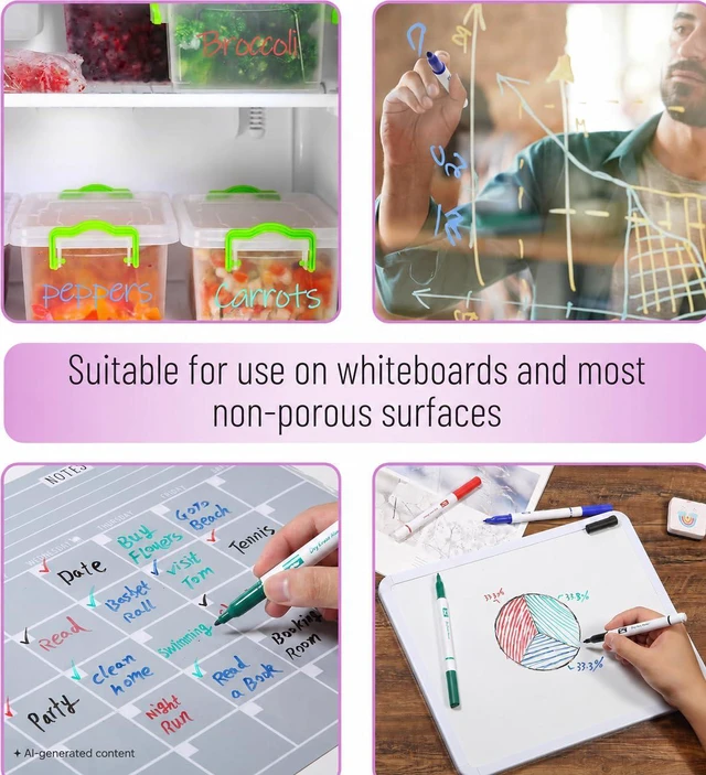 Alt view image 4 of 7 - Dry Erase Markers Bulk, 60 Pack, Assorted Colors, Fine Tip Bulk Dry Erase Whiteboard Markers for Writing on Whiteboards, Weekly Planner, Glass, School, Office, Home