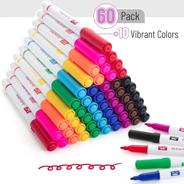 Alt view image 2 of 7 - Dry Erase Markers Bulk, 60 Pack, Assorted Colors, Fine Tip Bulk Dry Erase Whiteboard Markers for Writing on Whiteboards, Weekly Planner, Glass, School, Office, Home