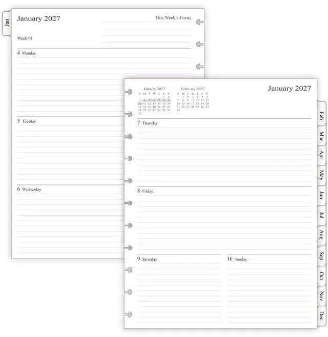 Main image of 2027 Weekly Planner Refills for 11-Discbound Notebooks, Monthly Tabs, 11-Disc Punches, Letter Size, 8-1/2" x 11"