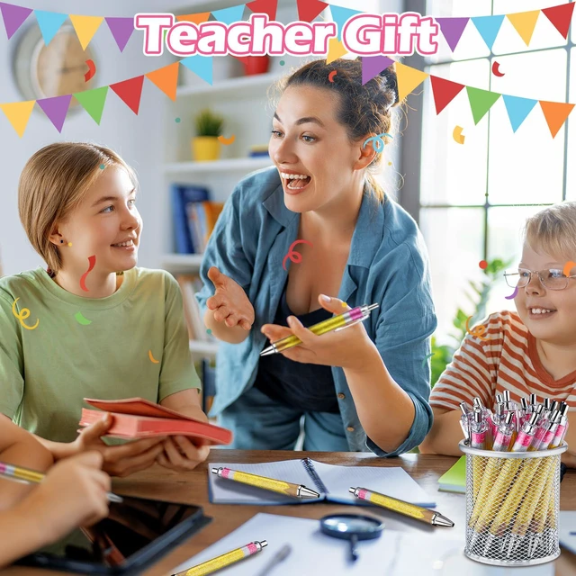 Alt view image 6 of 7 - 50 Pcs Teacher Pens Back to School Gifts Bulk Pencil Ballpoint First Day of School Gift for Teacher Student Welcome Back to Classroom Preschool Kindergarten Staff Must Have Stationery
