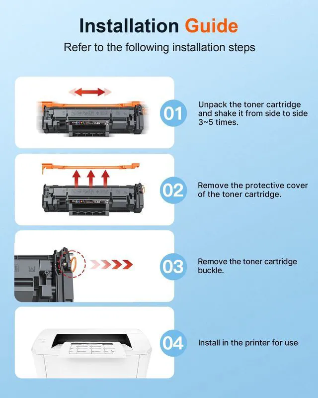 Alt view image 4 of 6 - 134A Toner with Chip Replacement for HP 134A Black Toner Cartridge 2 Pack 134X W1340a W1340X Toner Compatible with HP LaserJet Pro M209dw M234sdw M234dw M234sdn M235sdw M209d Printers