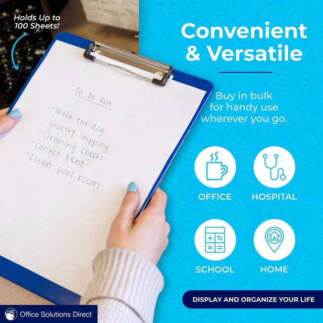 Alt view image 5 of 7 - Blue Plastic Clipboard with Low Profile Clip (Pack of 12) - Letter Size Clip Board Blue with Flat Clip, A4 Size Acrylic Clipboard for Boys and Girls | Cute Aesthetic College & Back to School Supplies