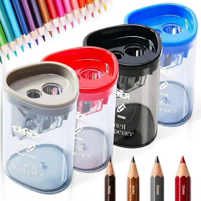 Main image of Manual Pencil Sharpener 4Pcs, Dual Hole, Premium Handheld Sharpener Dual Hole, Standard & Large Pencils, Handheld Design, Kids & Adults, Artists, Home & Office Use