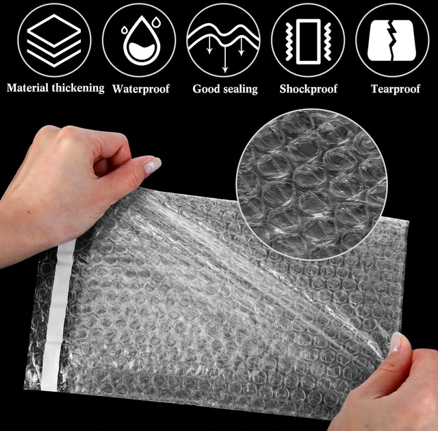 Alt view image 4 of 7 - Bubble Bags Double Bubble Pouches, 6 x 8.5 Inch, 200 Pcs Clear Protective Pouches, Thickening Shockproof Design, Self Seal Cushion Wrap for Packing Storage Moving Fragile