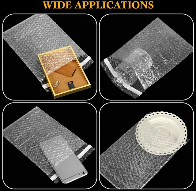 Alt view image 7 of 7 - Bubble Bags Double Bubble Pouches, 6 x 8.5 Inch, 200 Pcs Clear Protective Pouches, Thickening Shockproof Design, Self Seal Cushion Wrap for Packing Storage Moving Fragile