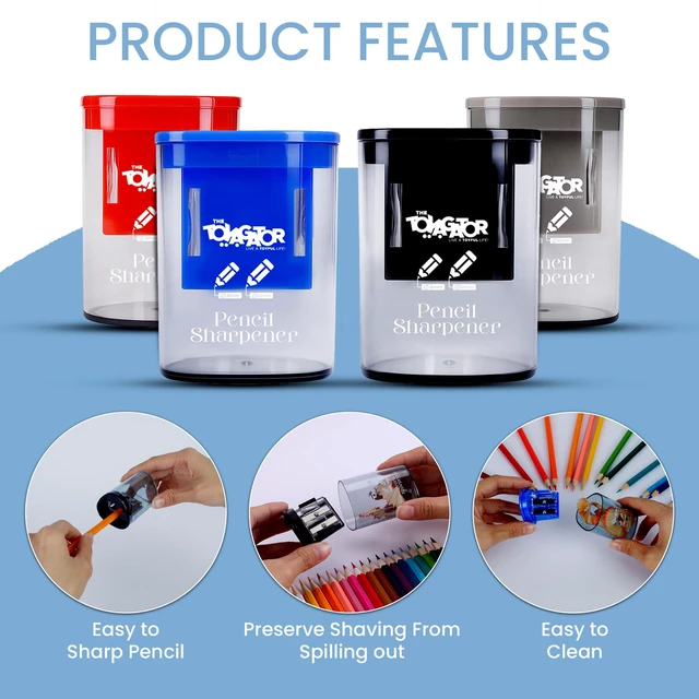 Alt view image 3 of 7 - Manual Pencil Sharpener 4Pcs, Dual Hole, Premium Handheld Sharpener Dual Hole, Standard & Large Pencils, Handheld Design, Kids & Adults, Artists, Home & Office Use