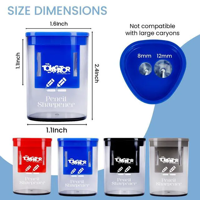 Alt view image 2 of 7 - Manual Pencil Sharpener 4Pcs, Dual Hole, Premium Handheld Sharpener Dual Hole, Standard & Large Pencils, Handheld Design, Kids & Adults, Artists, Home & Office Use