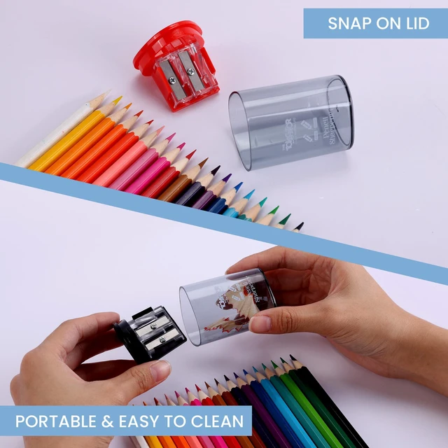 Alt view image 5 of 7 - Manual Pencil Sharpener 4Pcs, Dual Hole, Premium Handheld Sharpener Dual Hole, Standard & Large Pencils, Handheld Design, Kids & Adults, Artists, Home & Office Use