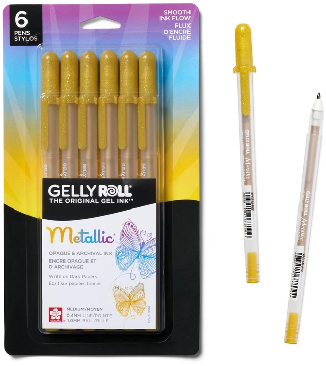 Main image of Metallic Gelly Roll Pens, 6 Pack, Gold (57383)
