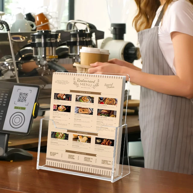 Alt view image 6 of 7 - Acrylic Brochure Holder 8.5 x 11 inch 6 Pack, Flyer Holders Display Stand Clear Plastic Displaying Literature, Magazine, Pamphlet, Booklet, Journals, Display Stand, Desk Holder, Countertop Organizer