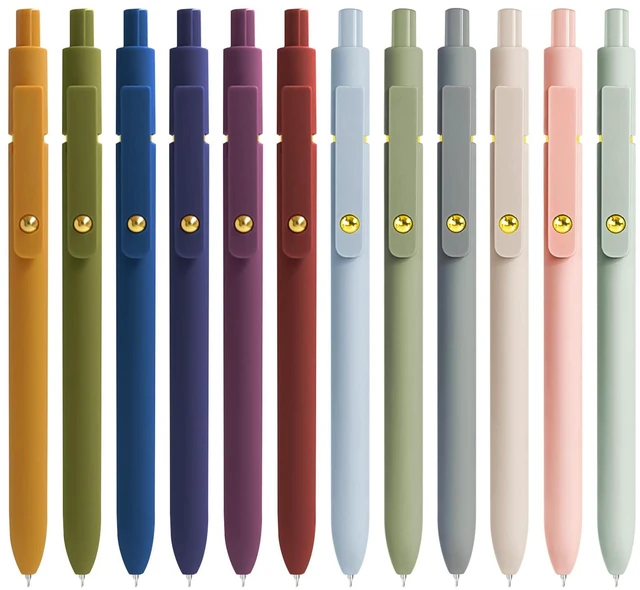 Main image of Gel Pens, 12 Pcs 0.5mm Fine Point Smooth Writing Pens Cute Pens, High-End Series Black Ink Pens for Journaling Note Taking, School Office Supplies for Women Men (12 Pcs Gold Mixed colors)