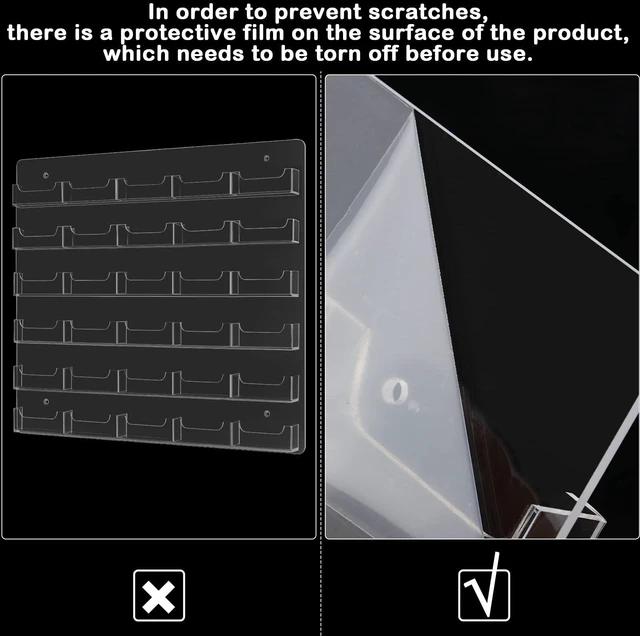 Alt view image 5 of 6 - Acrylic Business Card Holder Wall Mount Office, 30 Pockets Clear Sticker Display Rack, Multiple Card Holder, Acrylic Organizing Display Stand, Pre Drilled for Easy Install, Reception