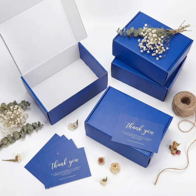 Alt view image 2 of 5 - 12x9x4 in Cardboard Shipping Boxes Set of 6, Gift Box Royal Blue Bright Color, Glossy Cardboard, Easy Fold, Shape Well, Self locking, Gift Wrap, Theme Packaging, Small Business Branding