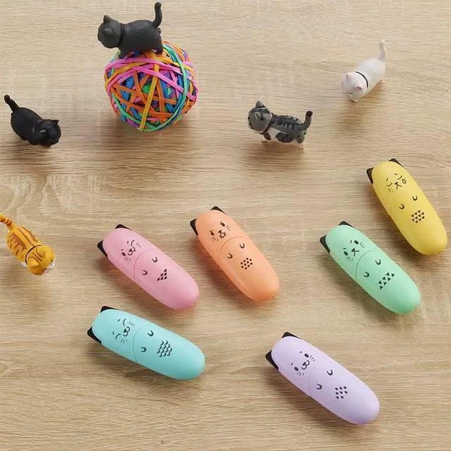 Alt view image 2 of 7 - 2 Packs Cute Animal Design Mini Highlighter Pen Assorted Colors Chisel Tip Gift Pastel Color Highlighter Marker