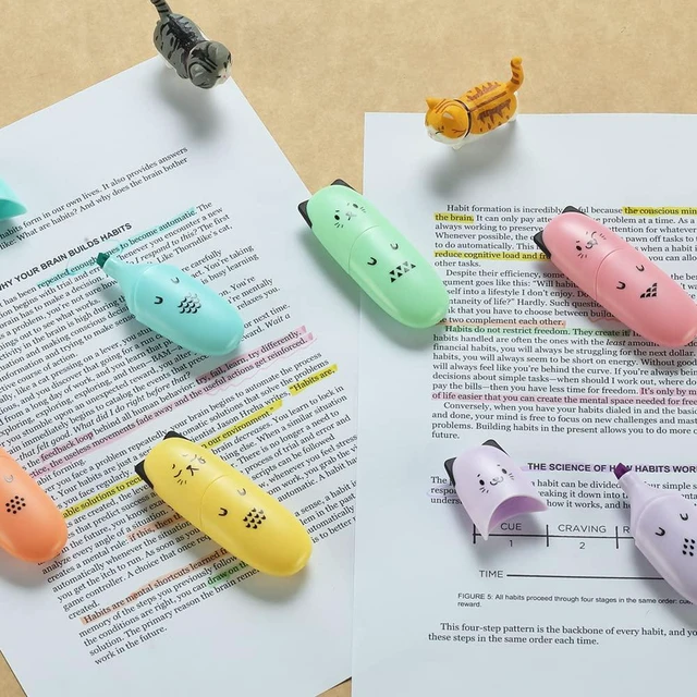 Alt view image 3 of 7 - 2 Packs Cute Animal Design Mini Highlighter Pen Assorted Colors Chisel Tip Gift Pastel Color Highlighter Marker