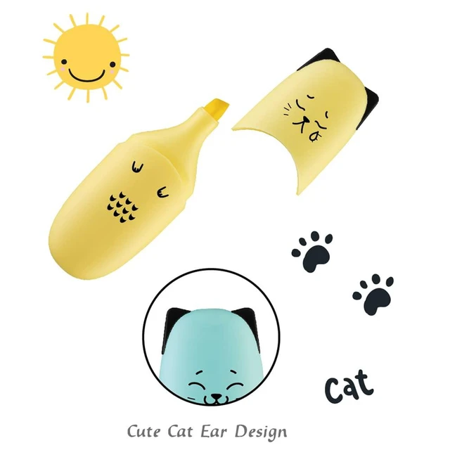 Alt view image 7 of 7 - 2 Packs Cute Animal Design Mini Highlighter Pen Assorted Colors Chisel Tip Gift Pastel Color Highlighter Marker