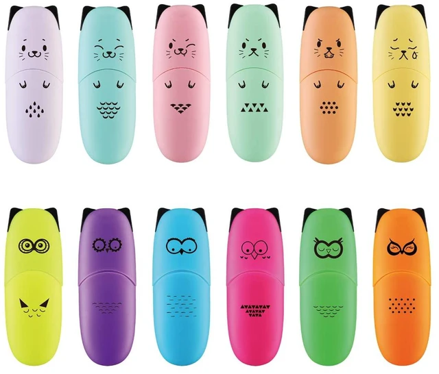 Main image of 12 pieces Cute Animal Design Vet Tech Week Gifts Mini Highlighter Pen Assorted Colors Chisel Tip Gift Highlighter Marker - stocking stuffers for kid - kawaii stuffs