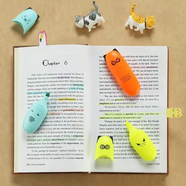 Alt view image 6 of 7 - 12 pieces Cute Animal Design Vet Tech Week Gifts Mini Highlighter Pen Assorted Colors Chisel Tip Gift Highlighter Marker - stocking stuffers for kid - kawaii stuffs
