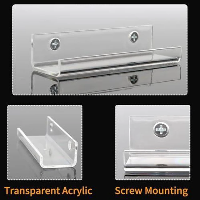 Alt view image 2 of 6 - 18 Pack Clear Vinyl Record Shelf Wall Mount Acrylic Album Display Holder Storage Hanger CD Floating Shelf for Home Office, 4 Inch