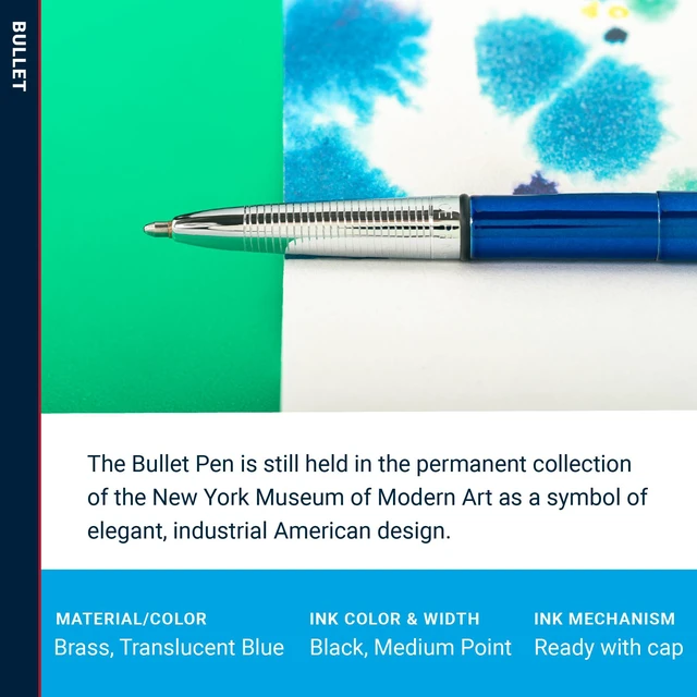 Alt view image 3 of 7 - Space Pen Blueberry Pressurized Ballpoint Bullet Pen, Gift Box Compact Size, Writes Upside Down and in Extreme Temperatures, Smooth Black Ink, Medium Point, Made in the USA