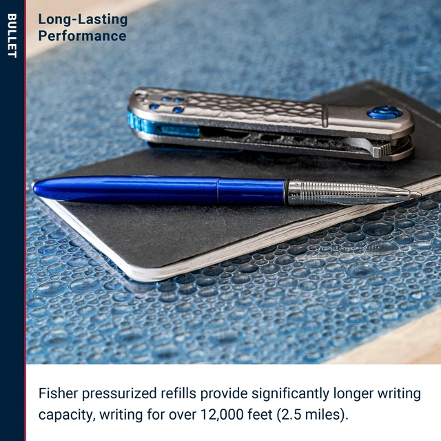 Alt view image 5 of 7 - Space Pen Blueberry Pressurized Ballpoint Bullet Pen, Gift Box Compact Size, Writes Upside Down and in Extreme Temperatures, Smooth Black Ink, Medium Point, Made in the USA