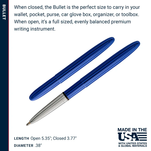 Alt view image 6 of 7 - Space Pen Blueberry Pressurized Ballpoint Bullet Pen, Gift Box Compact Size, Writes Upside Down and in Extreme Temperatures, Smooth Black Ink, Medium Point, Made in the USA