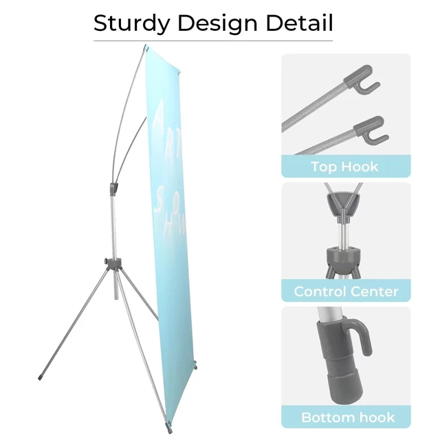 Alt view image 4 of 7 - X Banner Stand Adjustable Fit Banner Size from 23"X63" to 32"X78" Portable Oxford Bag for Trade Show Exhibition Market,2 Pack