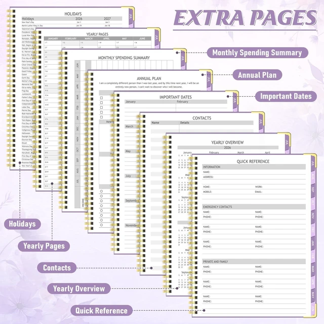 Alt view image 5 of 6 - Appointment Book 2026-2027, 30-Minute Interval Hourly Planner, 8.5"×11" July 2026 - June 2027, Weekly & Monthly Appointment Planner, Daily Academic Planner for Office School, Purple