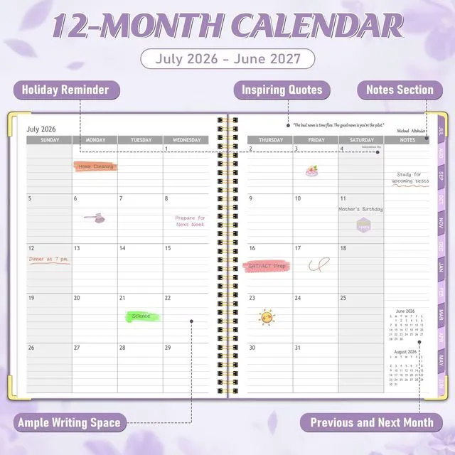 Alt view image 4 of 6 - Appointment Book 2026-2027, 30-Minute Interval Hourly Planner, 8.5"×11" July 2026 - June 2027, Weekly & Monthly Appointment Planner, Daily Academic Planner for Office School, Purple
