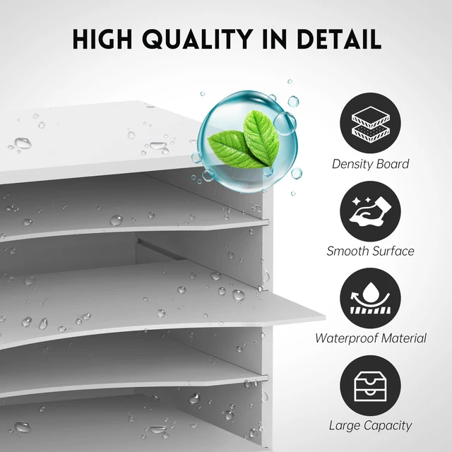 Alt view image 5 of 6 - 5 Tier Wood Desk Organizer, Mail Sorter and Paper Organizer for Desk, White Wooden Desktop Organizer for Sorting Papers, Letters and Mails, Literature Organizer for Home Office, Classroom Organization