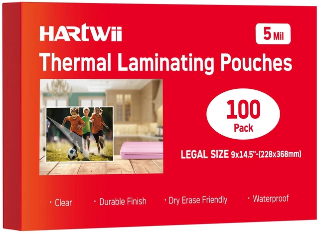 Main image of 100Pack Legal Size Laminating Sheets 5Mil -8.5"x14" (9x14.5) Laminating Pouches No Bubble Thermal Laminating Sheets for Documents, Menus, Certificates & School/Office Use