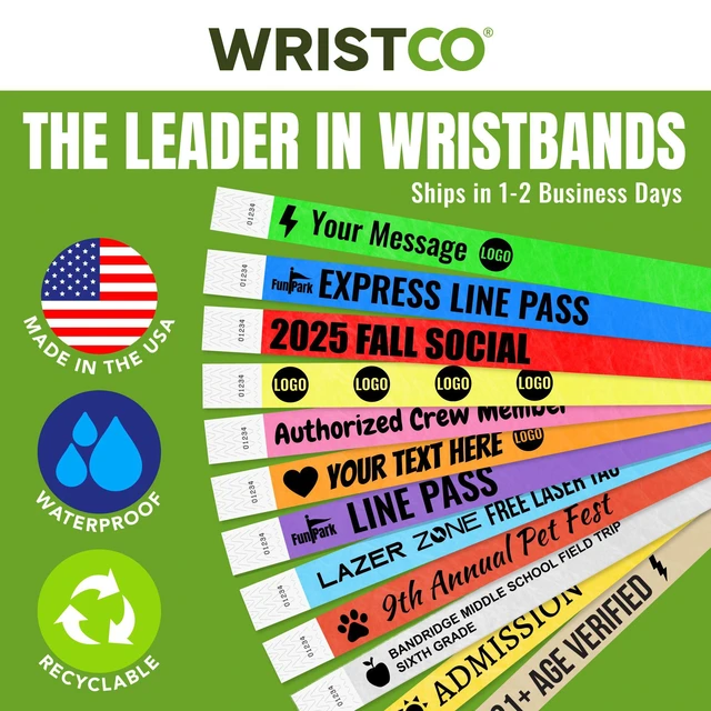Alt view image 2 of 7 - Custom Tyvek Wristbands for Events | USA Made | Select Quantity Personalize w/ Clipart Text & Logos - Waterproof Tyvek Wristband ID Bracelets for Events, Hospitals, Security, VIP Admission